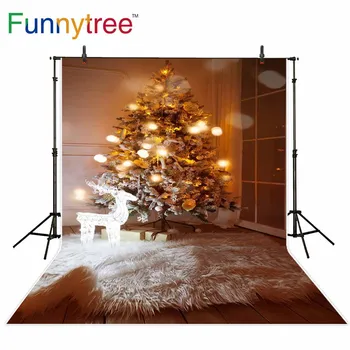 Funnytree kulisu pre fotografické štúdio Vianočný stromček sobov dekorácie okna izby vlnená deka pozadí photobooth