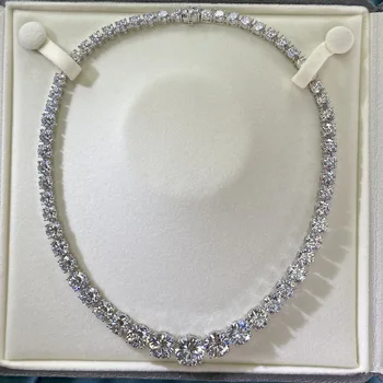Luxusné 925 Sterling Silver Náhrdelníky Pre Ženy Full High Carbon Diamantový Náhrdelník Svadobné Ušľachtilý Temperament Šperky
