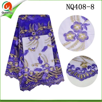 NQ408 Multi Farby 5 metrov Afriky Tylu Čistý Čipky Vyšívané Textílie pre Svadobný A Párty francúzsky Bavlnené Textílie, Čipky