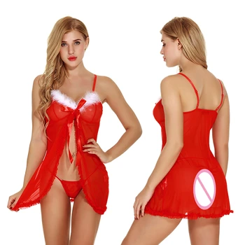 AIIOU Sexy spodná Bielizeň, Šaty Žien Červená Vianočné Porno Bielizeň Čipky Košieľky Odev Výšivky Sex Kostýmy Exotické Kostýmy