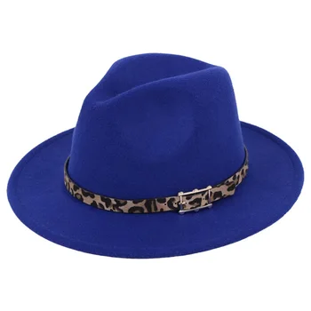 Európa a Spojené Štáty nový klobúk ploché odkvapov vlnená plsť jazz fedora mužov a žien leopard pás pás dekorácie Panamský klobúk