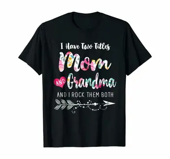 Mama A Babička mám Dva Tituly Kvetinové T Tričko Čierne S 5Xl