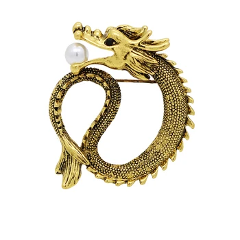 Čínsky štýl retro atmosféry dragon-brošňa v tvare pánske oblek golier ihly Panovačný dragon odznak sako ornament