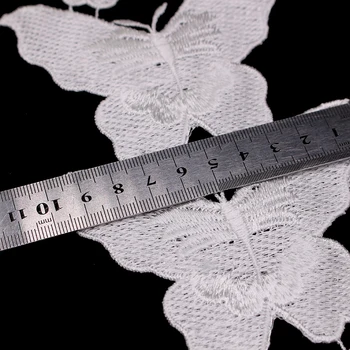 10x Rozpustné Biele Polyester Motýľ Vyšívané Čipky Orezania pása s nástrojmi Ručné DIY Šitie Plavidlá Pre Kostým Klobúk Svadobné Dekorácie