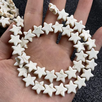 Nový Prírodný Kameň Korálky Päť-špicaté Hviezdy Tvar Biela Turquoises Korálky pre Šperky, Takže DIY Náramok, Náhrdelník Príslušenstvo