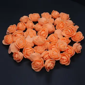 500Pieces/Taška Veľkosti 3,5 CM Orange PE Rose Hlava Kvet Strane DIY Svadobné Kytice Vianočný Veniec Candy Box Domáce Dekorácie Ruže