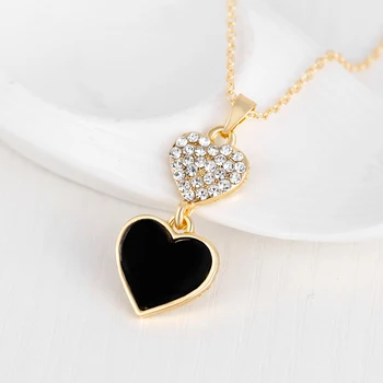 Kórejský new horúce predaj náhrdelník ženy móda nádherné zliatiny vykladané zirkón srdca náušnice, náhrdelník štyri-kus šperky, darčeky