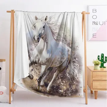 Čierny kôň zvierat Vlastné prikrývky Veľké a malé veľkosti hodiť deka gobelín spanie deka mäkké flanelové deka posteľná bielizeň