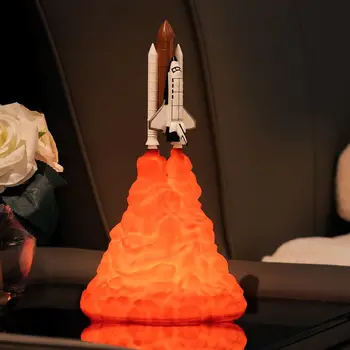 Kreatívne 3D Tlač Raketoplánu Lampa USB Nabíjateľné Rocket Lampy, Nočné Svetlo Priestor Pre Milovníkov domáce Dekorácie