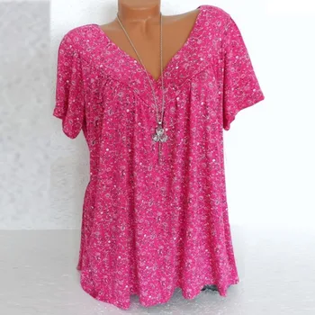 Dámy Plus Veľkosť Letnej Móde T Shirt 2019 Žien Bavlna Základné T-shirts Kvetinový tvaru Topy Harajuku tumblr Košele Hot Predaj c