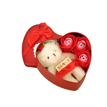 Valentína Súčasnosti Mydlo Ruža Medveď Valentines Day Darček Svadobné Party Dekorácie Narodenia Deň Darčeka Kvet