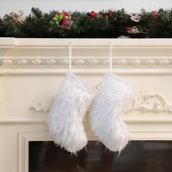 Snehové Vločky, Vianočné Pančuchy Pearl White Plyšové Candy Ponožky Darčeky Taška Vianočný Strom Visí Ozdoby Deti Darček Krb Dekorácie