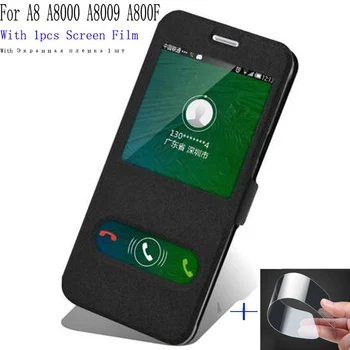 Luxusný Telefón puzdro Pre Samsung galaxy A8 A8000 kryt plášťa otvoriť okno PU kožené puzdro 8 A8000 A8009 A800F flip prípade zadný kryt