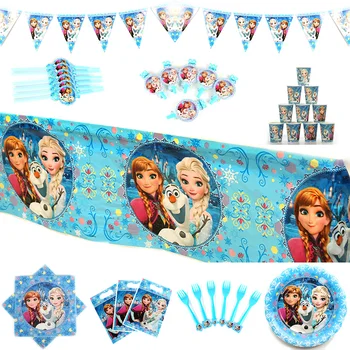 Elsa a Anna Princezná Snehová Kráľovná Tému Happy Birthday Party Dekorácie Deti Girl Party Dodávky Dekorácie, Riad Nastaviť