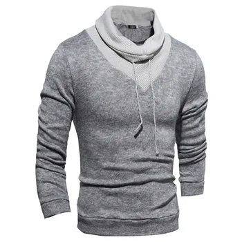 Muži móda turtleneck pure color pletený sveter nové 2019