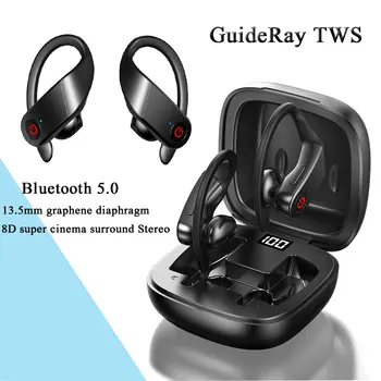 GuideRay Hifi Stereo TWS Bluetooth 5.0 Bezdrôtové slúchadlá s Vysokým rozlíšením Aktívne Hluk Izolované Šport Handsfree Headset LED