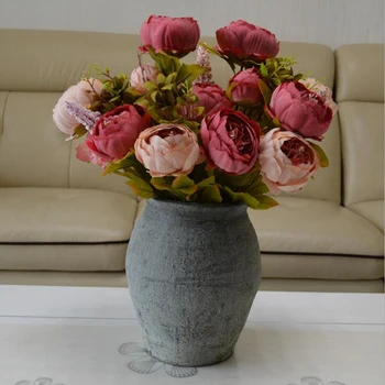 Európsky Vinársky Umelého Hodvábu Čaj Ruže, Kvety 13 hlavy Kytice Svadobné Domov Retro Falošné Kvet Strany DIY Dekorácie
