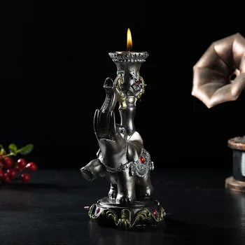 Elegantný Retro Živice Slon Sviečkový Domov Sviečka Stojí Dekor Candleholder