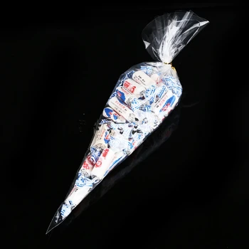 100ks Priehľadných Cookie Balenie funkcie opp Plastové Biscuit Taška Svadobné Koláčiky Tašky so Stuhou 18*37 cm