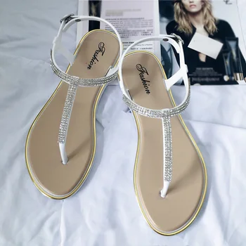 Nové Žien Ploché Sandále Bling Klip T-typ Módne členkové Topánky Ženy Pracky Pláži Dámske Tangá obuvi Žena Lete roku 2020