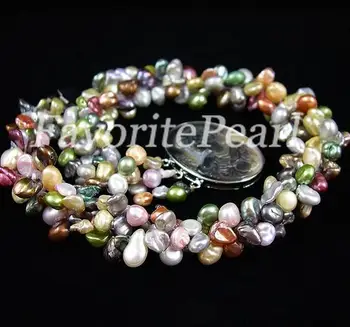 Nový Príchod Obľúbené Perlový Náhrdelník AA 7-8MM Triple Riadok Barokový Keshi Prírodné Sladkovodné Perly Šperky Očarujúce Ženy Darček