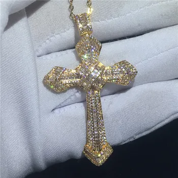 Ručné Kresťanstvo Kríž Prívesky Diamond maľba úplné Náhrdelník luxusné 18k Rose gold Náhrdelník pre Ženy, Mužov, Jemné Šperky