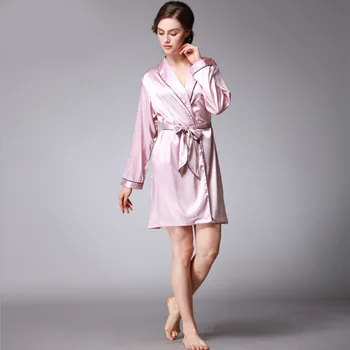 Ženy Sexy Kimono Satin Hodvábny Župan Koleno Dĺžke Bridesmaid, Pevné Ružový Kúpeľ Rúcho Nevesty župane na Svadbu Sleepwear