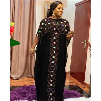 Dlho Afriky Šaty Pre Ženy Afrike Oblečenie Afriky Dizajnu Krajky Skladaný Troch-dimenzionální kvet Lesk elegantné Šaty