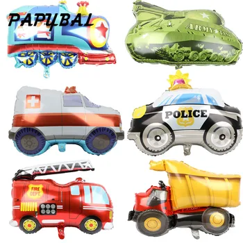 2pc Cartoon Auto Balóny Požiaru Truck Auto, Vlak Fóliový Balón Ambulancie Globos Deti, Darčeky, Narodeninová Párty Dekorácie Deti Gule