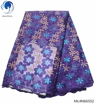 Beautifical afriky tkaniny nigérijský čipky tkaniny s kamienkami francúzskej čipky a tylu tkaniny pre ženy šaty 5yards/veľa ML4N665