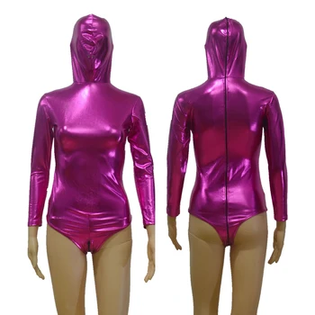Nové Predaj Sexy Ženy Maskované Kombinézu Faux Kožené Teddies Exotické Zips Späť Otroctva Catsuit Fetish Dámy Zentai Oblek