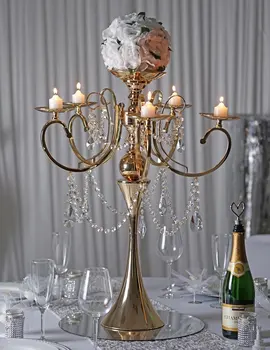 Kovové 5 zbraní svietniky romantický vintage domáce dekorácie svadobnú hostinu Sviečka Stojí Svadobné Sviečkový candelabra 10pcs/veľa