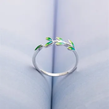 DIEERLAN Prehnané Osobnosti 925 Sterling Silver Leaf Prstene Pre Ženy, Svadobné Šperky Nastaviteľné Prst Mužov Krúžok Anillos