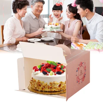 6inch 8 cm 10 inch Portable Ružová Birthday Cake Box Svadobnú Tortu Krabice A Obaly Boxy Pekáreň Baliaci Papier Box Pre Strán