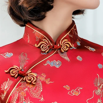 Čínsky Štýl Qipao Plus Veľkosť Ženy Cheongsam Vintage Classic Sexy Tesný Vysoká Rozdeliť Satin Vestidos Čínske Tradičné Šaty 3XL