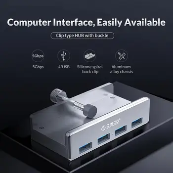 4-Port USB 3.0 Rozbočovače Adaptér s Android, Napájací Port Úspory Energie Hliníkovej Zliatiny Šasi Späť Klip Periférnych zariadení
