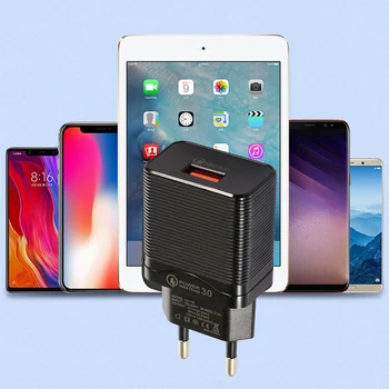 EU/US Konektor USB Nabíjačka, Rýchle Nabíjanie 3.0 18W Pre Telefón Adaptér pre Huawei iPhone, Tabletu, Prenosného Stenu Mobilné Nabíjačky Rýchlo Nabíjačka,