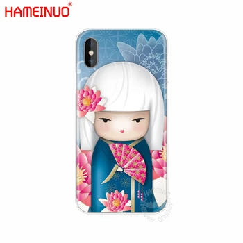 HAMEINUO kawaii Japonský Kokeshi Bábika mobilný telefón Kryt puzdro pre iphone X 8 7 6 4 4s 5 5s SE 5c 6s plus