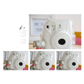 Crystal Pastic Fotoaparát Prípade Priehľadný Kryštál Ochranné púzdro Pre Fuji Fujifilm Instax Mini 8 13.5*12*5.5 cm s popruh
