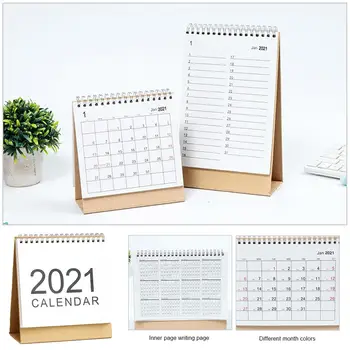 Mini 2021 Stolový Kalendár Jednoduché Morandi Ploche Papiera Jednoduchý Kalendár dual Denný Plánovač Tabuľka Plánovač Ročné Programu Home Decor