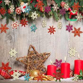 XCX-Drevené Vianočný Stromček Snowflake Prívesok DIY Vianočný Stromček Snowflake Prívesok DIY Ozdoby na Vianočný Stromček