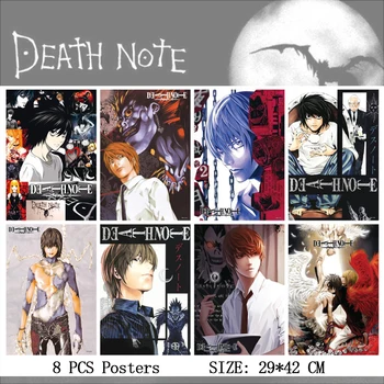Nálepky Anime Death Note, Cartoon Plagát 8 KS /Set Plastický Plagáty Death Note L Light Yagami Ryuuku Plagát Nálepky Izba Dekor