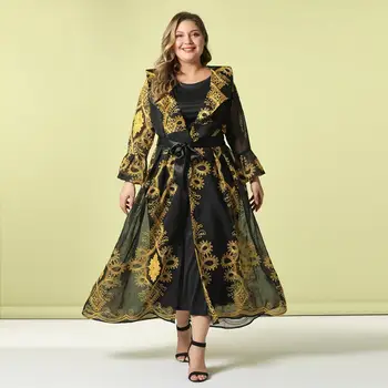 Dubaj Abaya Šaty pre Moslimské Ženy Patchwork Výšivky Plus Veľké Veľkosti, Módne, Elegantné, Šitie Ramadánu Šaty