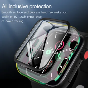 Kryt Pre Apple Hodinky 5 prípade 44 mm 40 mm iWatch kapela 42mm 38mm PC Á nárazník+Sklo Screen Protector Apple hodinky 3 4 42 38 44 mm