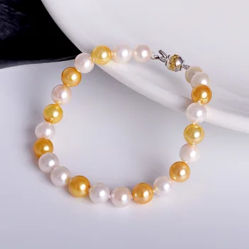 YS Japonské Morské umelo Pestované Perly náramok Šperky 6-7mm Biela Akoya Perly Náramok Pre Ženy