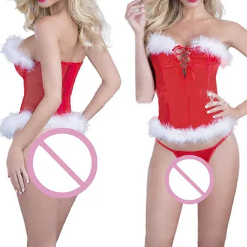 Biela Úlety Erotické spodné Prádlo Tesný COS Vianočné Dievča Sexy Pokušenie Vyhovovali Červená Patchwork Vianoce Pokušenie Dva-dielna Sada