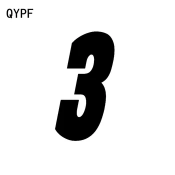 QYPF 8 CM*15 CM Módne Číslo 3 Vinyl Vysoko kvalitné Dekorácie Auta Nálepku Odtlačkový Čierna/Strieborná Príslušenstvo C15-0578