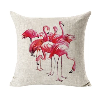 1Pcs Flamingo Vzor Bavlnená posteľná Bielizeň Hodiť Vankúš Vankúš Sedadlo Auta Domáce Dekorácie Gauč Dekor Dekoratívny Vankúš 40493