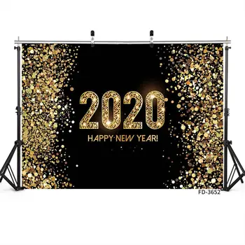 2020 Nový Rok Party Maľba Pozadia Rekvizity Zlato Polka Dot Flitrami Plagát Rodinné Fotografie Pozadie Photocall Photo Studio