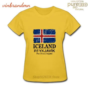 Island vlajka Módne Tričká Vlasteneckej dizajn Vlajky dámske Tričko Bavlna Tričko Bavlna, Krátky Rukáv, Unisex Pohode T-shirt XS-3XL
